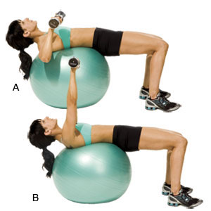 Swiss Ball Dumbbell Chest Press