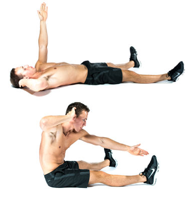 Upper Abs Exercise 1: Wide-Leg Cross Sit Ups