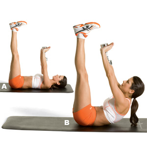 Upper Abs Exercise 11: Toe Touch Crunch Upper Abs Exercise 11: Toe Touch Crunch