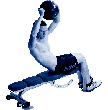 Upper Abs Exercise 8: Overhead Decline Weighted Sit-Ups Upper Abs Exercise 8: Overhead Decline Weighted Sit-Ups