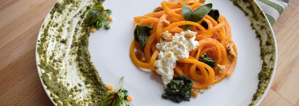 Butternut Squash Bucatini With Walnut Pesto & Sage Brown Butter [Recipes]